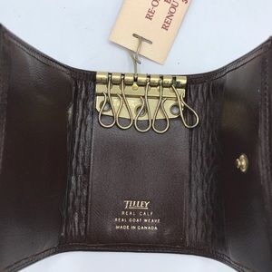 Vintage Brown Leather Key Case Wallet by Tilley Tri Fold Card Case 70’s